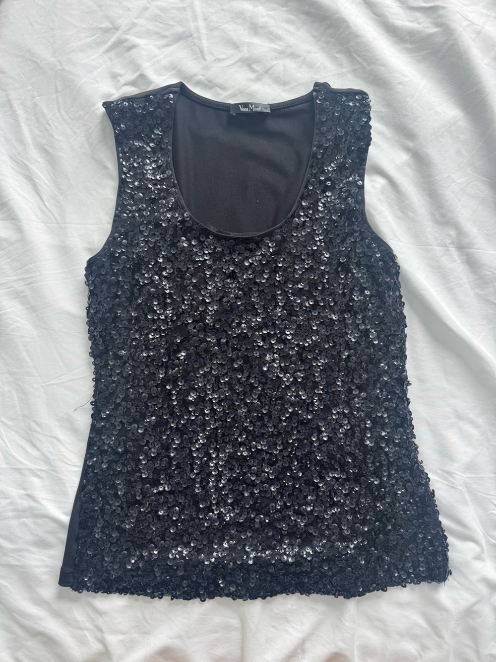Vera Mont Black Sequin Camisole Tank